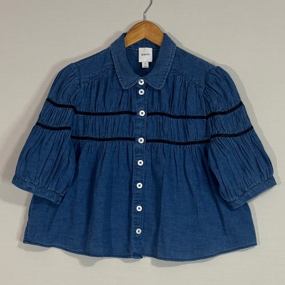 Maeve Tops - Maeve Anthropologie Denim Button Front Blouse Cropped Top Size M